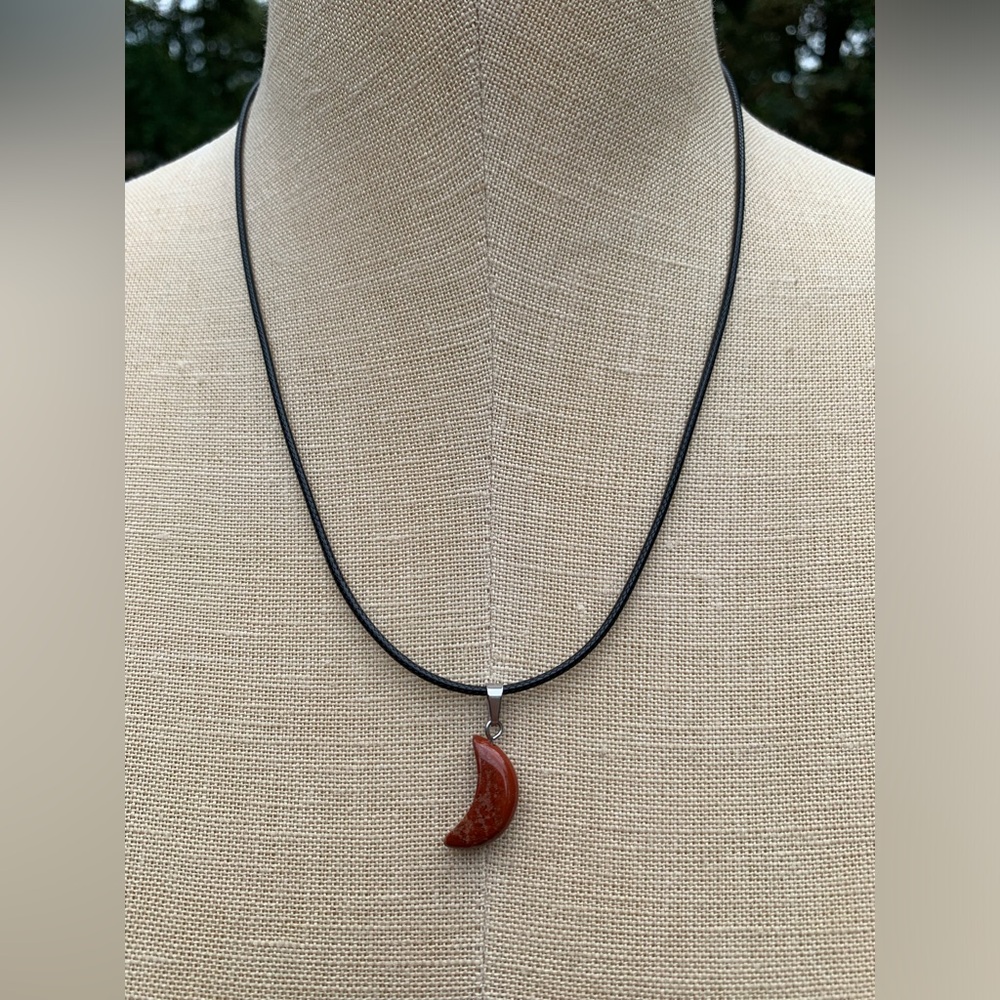 Handmade Genuine Stone Mini Moon Amulet Necklace - Picture 5 of 11